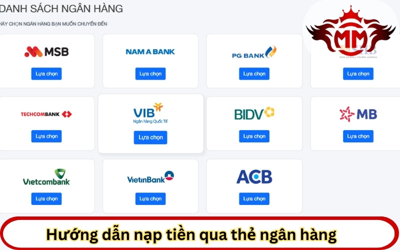 Hướng dẫn nạp tiền qua thẻ ngân hàng